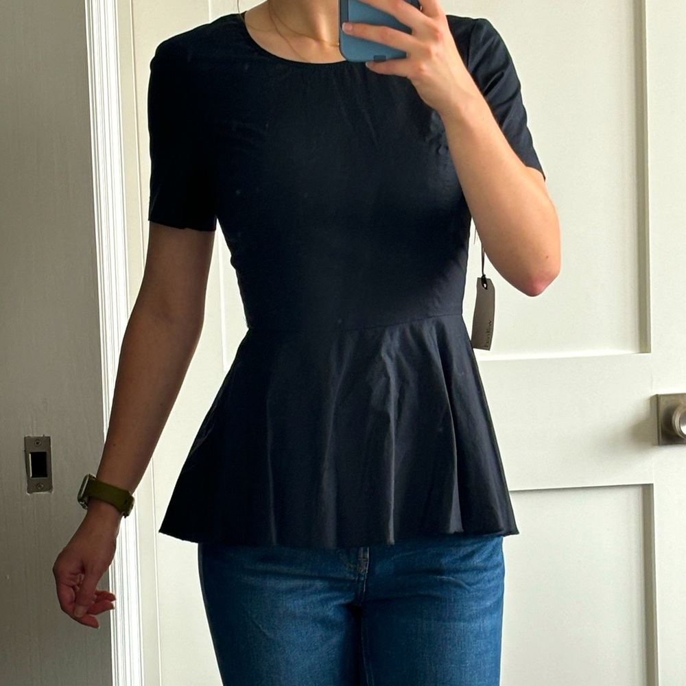 Wilfred black cotton peplum top